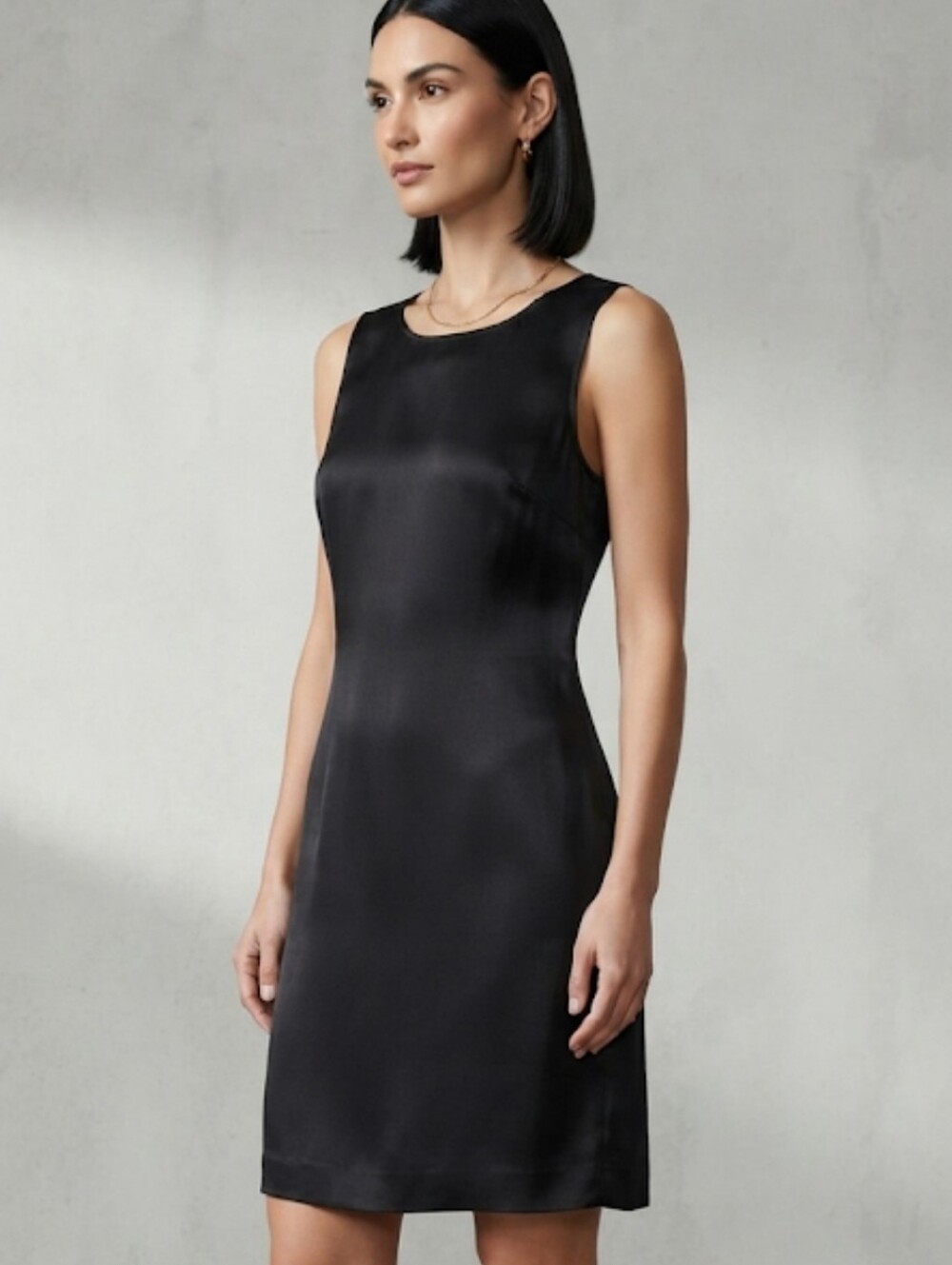 Express 100% Silk Black Sleeveless Sheath Dress Lined Size 11 Little Black Dress